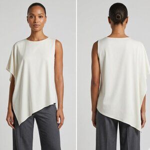 Wolford White Asymmetrical Draped Sleeveless Top Size Medium